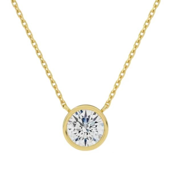 Bezel Solitaire Round Diamond Necklace