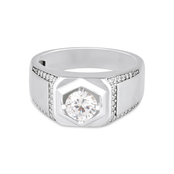 Hexa Shield Stone Silver Ring