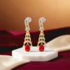 Premium Gold Tone Luxury 925 Sterling Silver Ruby Teardrop Earrings for Women