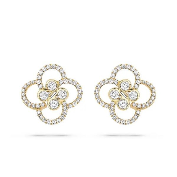 Diamond Floral Halo Stud Earrings