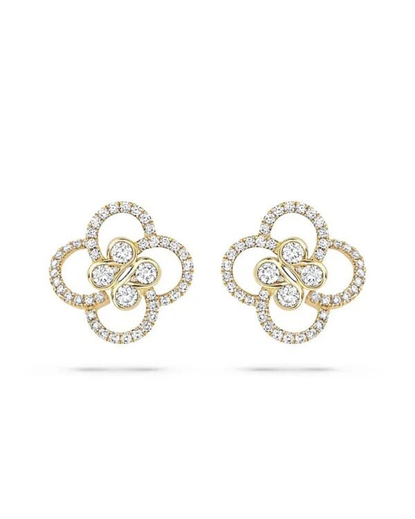 Diamond Floral Halo Stud Earrings