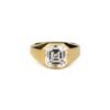 14K Gold Asscher Cut Simulated Diamond Signet Ring For Men