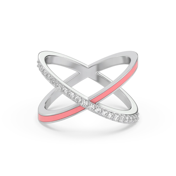 Lab Diamond & Pink Enamel Ring