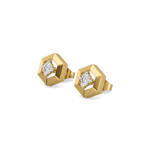 Hexa Solitaire - Lab Diamond Stud Earrings