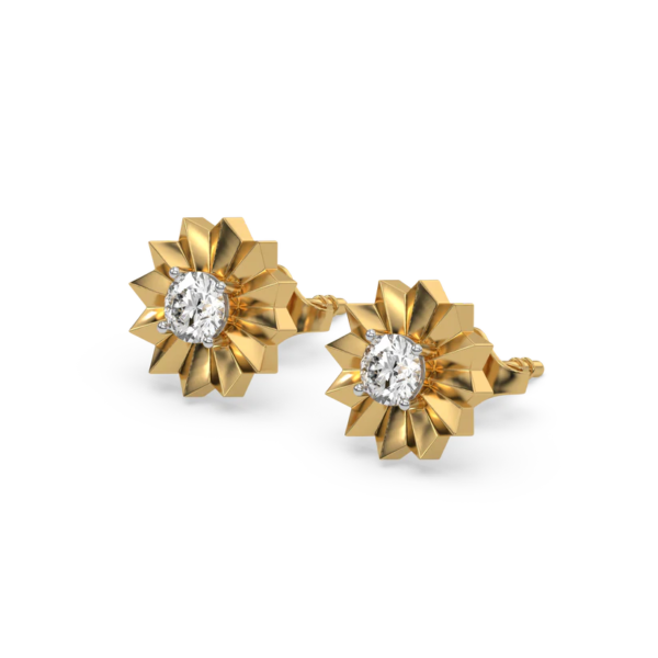 Golden Bloom - Lab Diamond Solitaire Stud Earrings