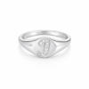 Letter J Oval Signet 925 Sterling Silver Ring for Women
