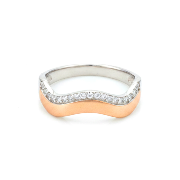 Rose Wave 925 Silver Two-Tone Ring