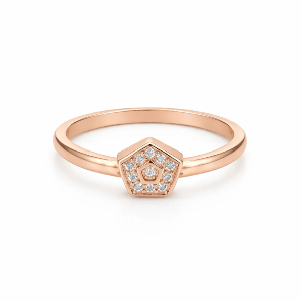 Rose Gold Hexa Sparkle 925 Sterling Silver Ring for Women