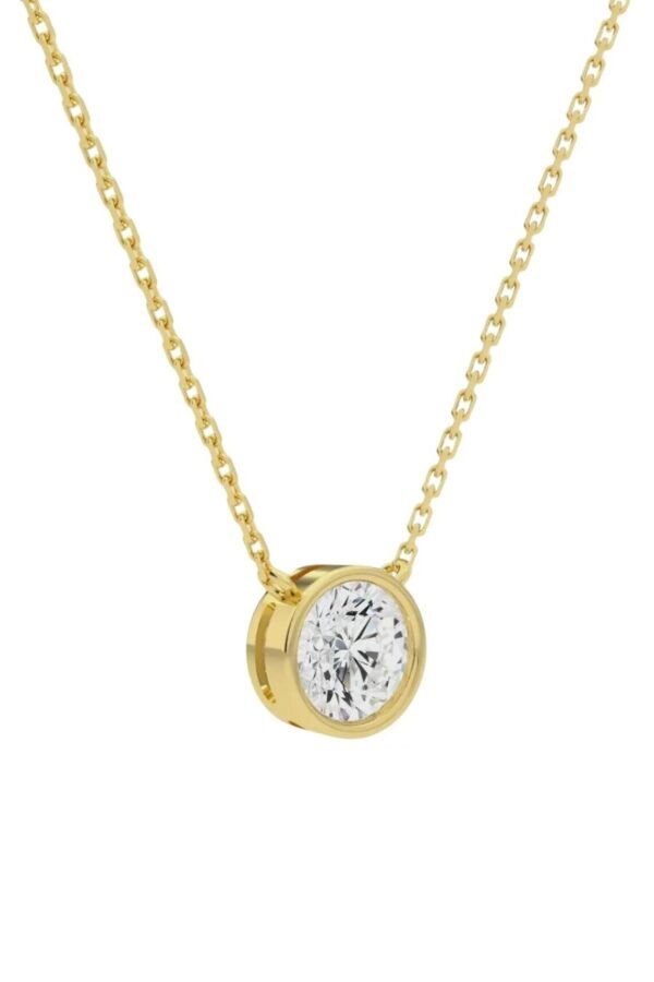Bezel Solitaire Round Diamond Necklace