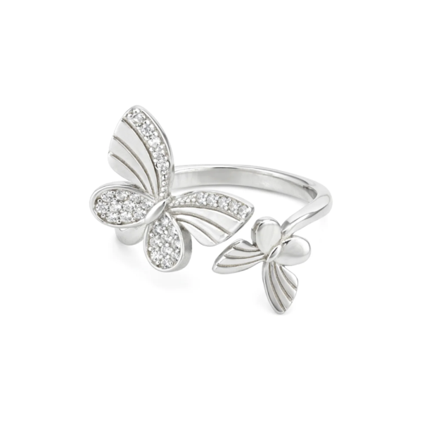 Dual Butterfly Glow 925 Sterling Silver Rings for women
