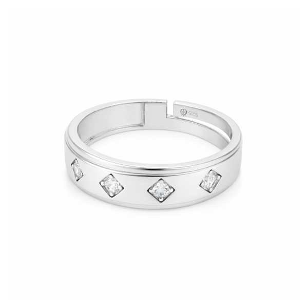 Sterling Square Spark 925 Silver Band Ring