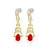 Premium Gold Tone Luxury 925 Sterling Silver Ruby Teardrop Earrings for Women