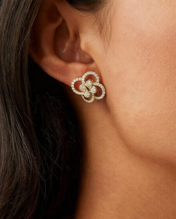 Diamond Floral Halo Stud Earrings