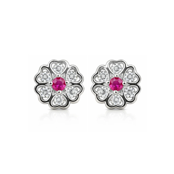 Tiny Flower 925 Sterling Silver Gemstone Earrings for Women