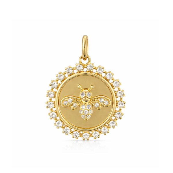 Elegant Golden Honeybee 925 Sterling Silver Pendant