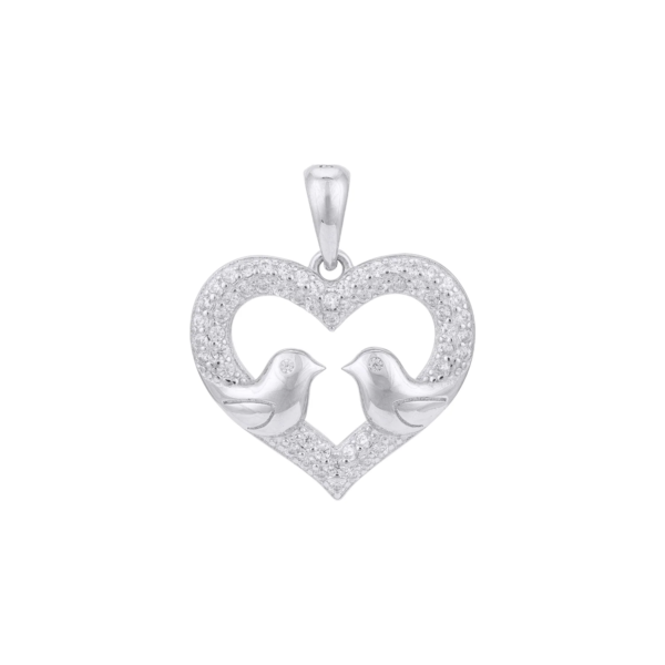 Heart Embrace Lovebirds 925 Sterling Silver Pendant for Women