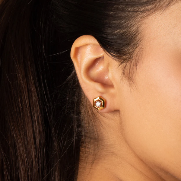 Hexa Solitaire - Lab Diamond Stud Earrings
