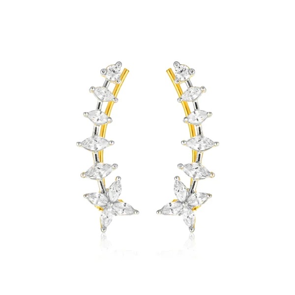 Linear Blossom 925 Sterling Silver Design Earrings for Women