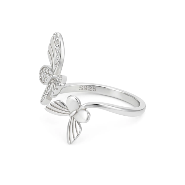 Dual Butterfly Glow 925 Sterling Silver Rings for women
