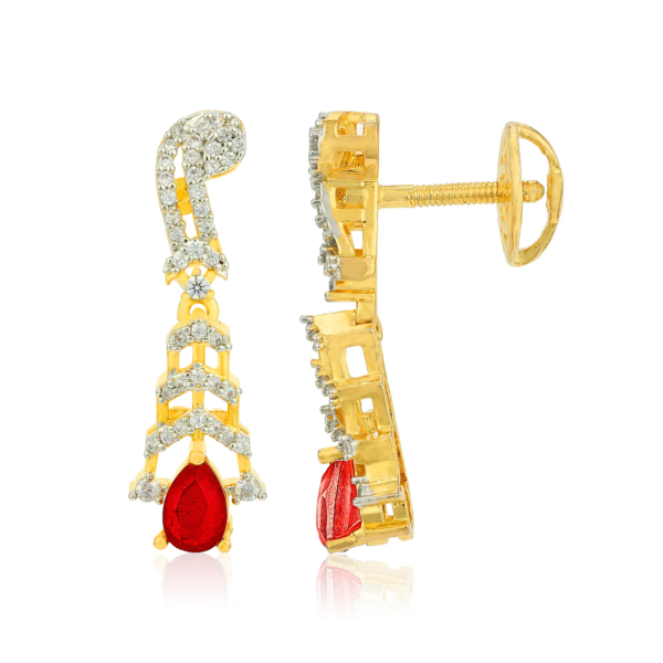 Premium Gold Tone Luxury 925 Sterling Silver Ruby Teardrop Earrings for Women