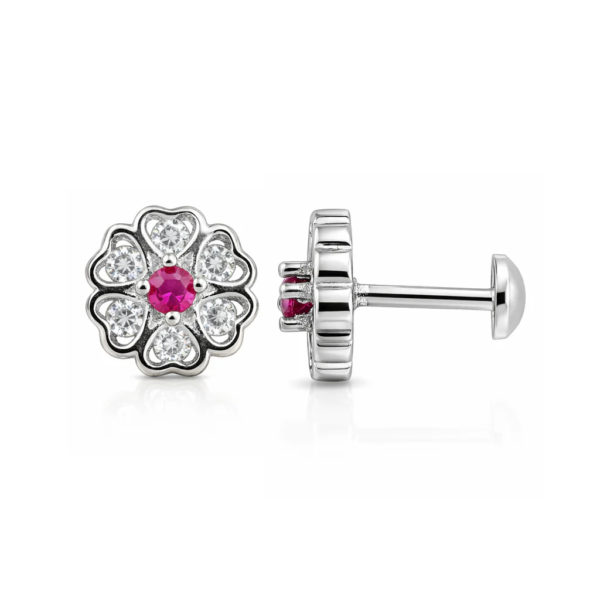 Tiny Flower 925 Sterling Silver Gemstone Earrings for Women