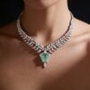Emerald Diamond Leaf Necklace