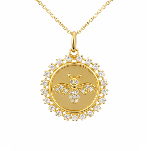 Elegant Golden Honeybee 925 Sterling Silver Pendant