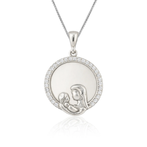 Motherhood Sphere Frame 925 Sterling Silver Engraving Pendant for women