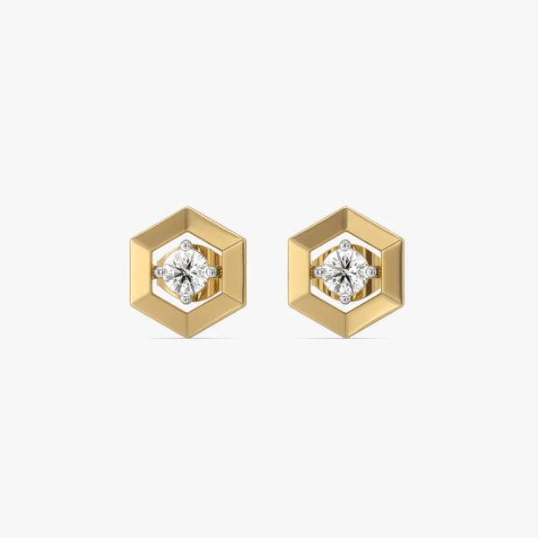 Hexa Solitaire - Lab Diamond Stud Earrings