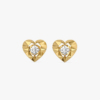 Golden Heart - Lab Diamond Solitaire Stud Earrings