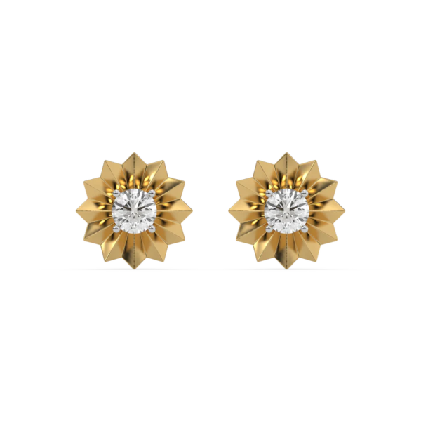 Golden Bloom - Lab Diamond Solitaire Stud Earrings
