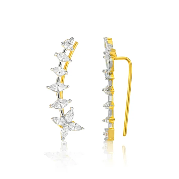 Linear Blossom 925 Sterling Silver Design Earrings for Women