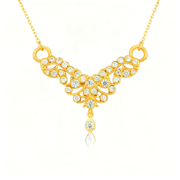 Elegant Sparkling Vine Drop 925 Sterling Silver Gold Plated Pendant for Women