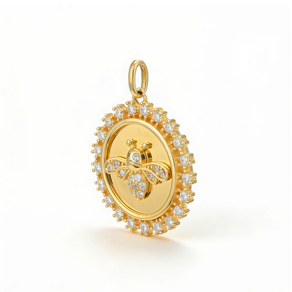 Elegant Golden Honeybee 925 Sterling Silver Pendant
