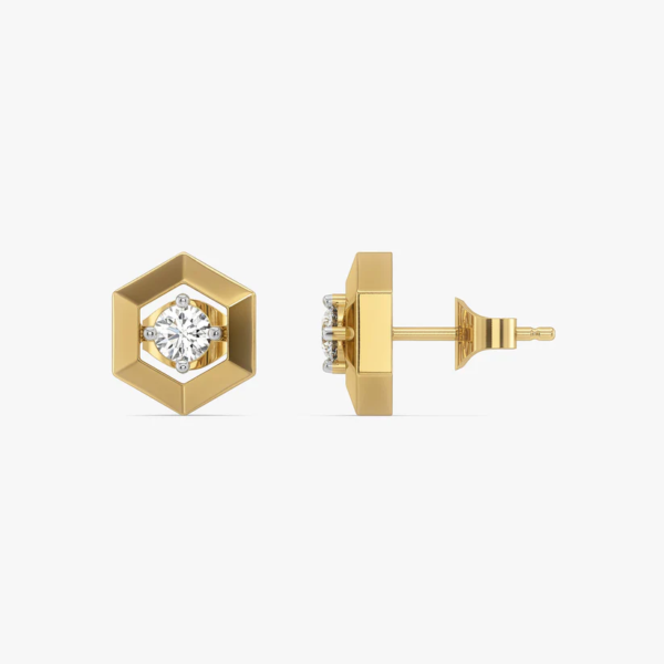 Hexa Solitaire - Lab Diamond Stud Earrings