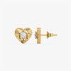 Golden Heart - Lab Diamond Solitaire Stud Earrings