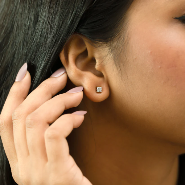 Golden Edge - Lab Diamond Solitaire Earrings