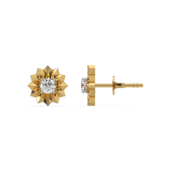 Golden Bloom - Lab Diamond Solitaire Stud Earrings