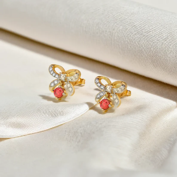 Bow Knot - Lab Diamond Stud Earrings