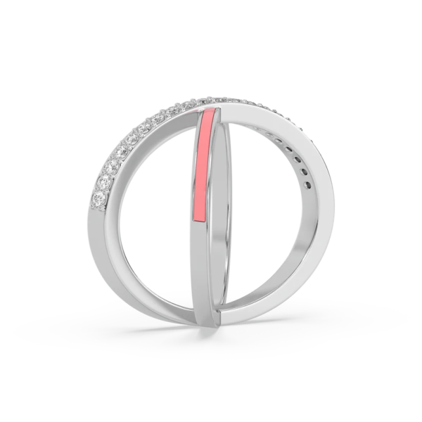 Lab Diamond & Pink Enamel Ring