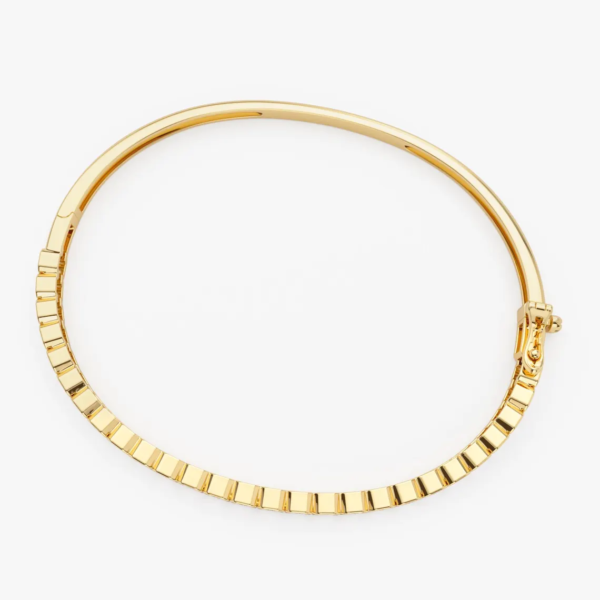 14K Gold Emerald Cut Diamond Bangle