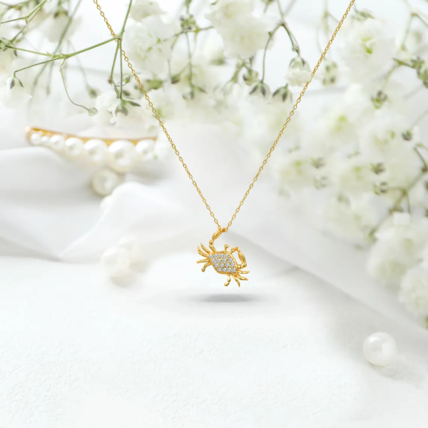 Diamond Crab Pendant Necklace