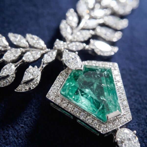 Emerald Diamond Leaf Necklace