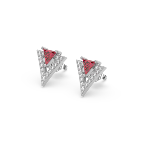 Triad Elegance - Lab Diamond & Ruby Stud Earrings