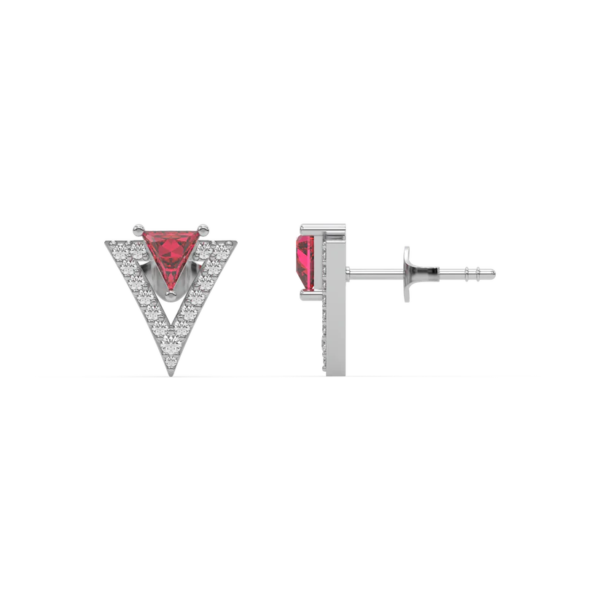 Triad Elegance - Lab Diamond & Ruby Stud Earrings